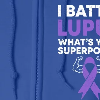 I Battle Lupus Warrior Fighter Lupus Awareness Purple Ribbon Cool Gift Full Zip Hoodie