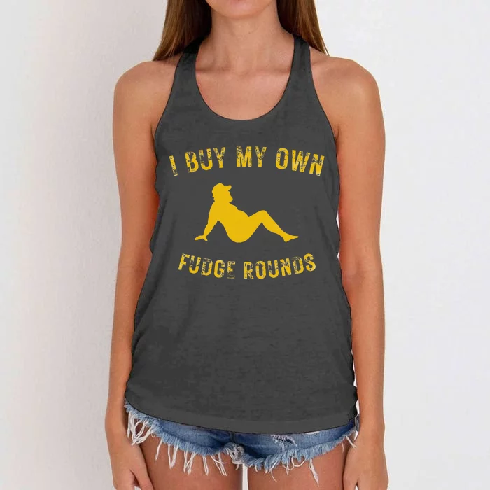 I Buy My Own Fudge Rounds Women's Knotted Racerback Tank