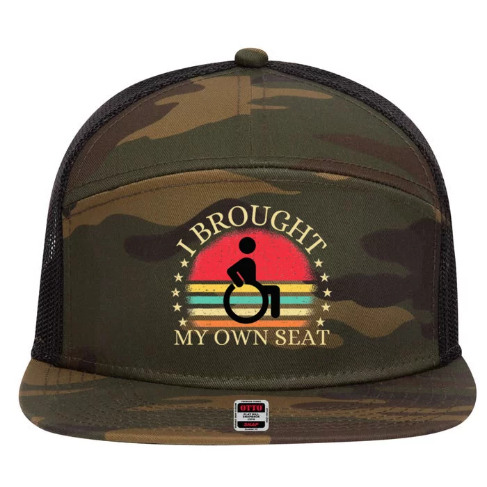 I Brought My Own Seat Funny Disabled Wheelchair User 7 Panel Mesh Trucker Snapback Hat