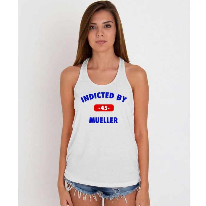 INDICTED BY MUELLER | 45th President Trump News Women's Knotted Racerback Tank