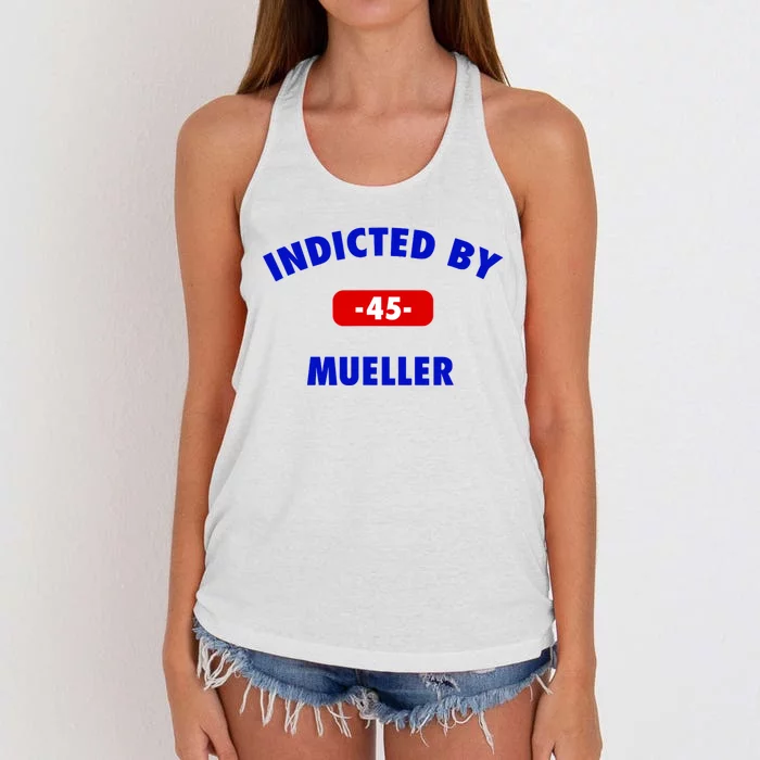 INDICTED BY MUELLER | 45th President Trump News Women's Knotted Racerback Tank