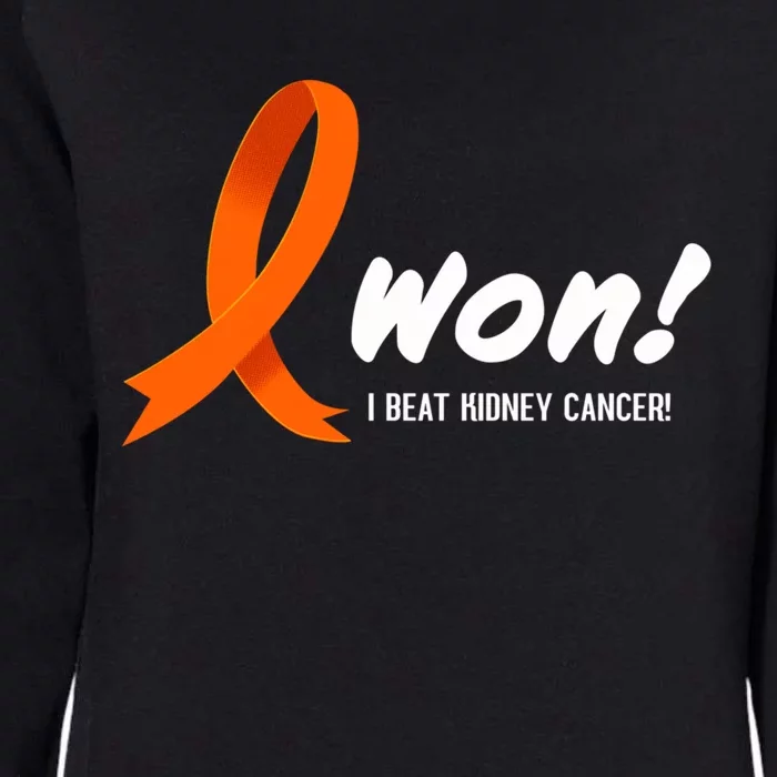 I Beat Ney Cancer Cute Gift I Won! White Ribbon For Survivors Gift Womens California Wash Sweatshirt