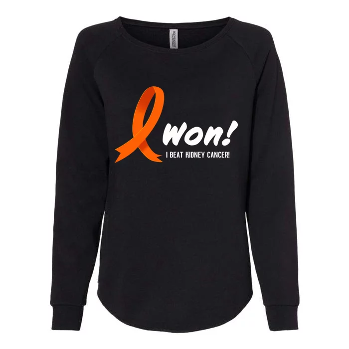 I Beat Ney Cancer Cute Gift I Won! White Ribbon For Survivors Gift Womens California Wash Sweatshirt