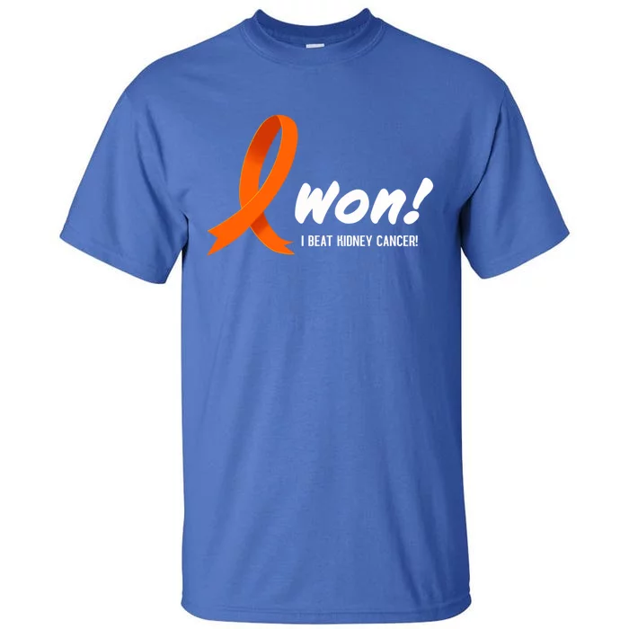 I Beat Ney Cancer Cute Gift I Won! White Ribbon For Survivors Gift Tall T-Shirt