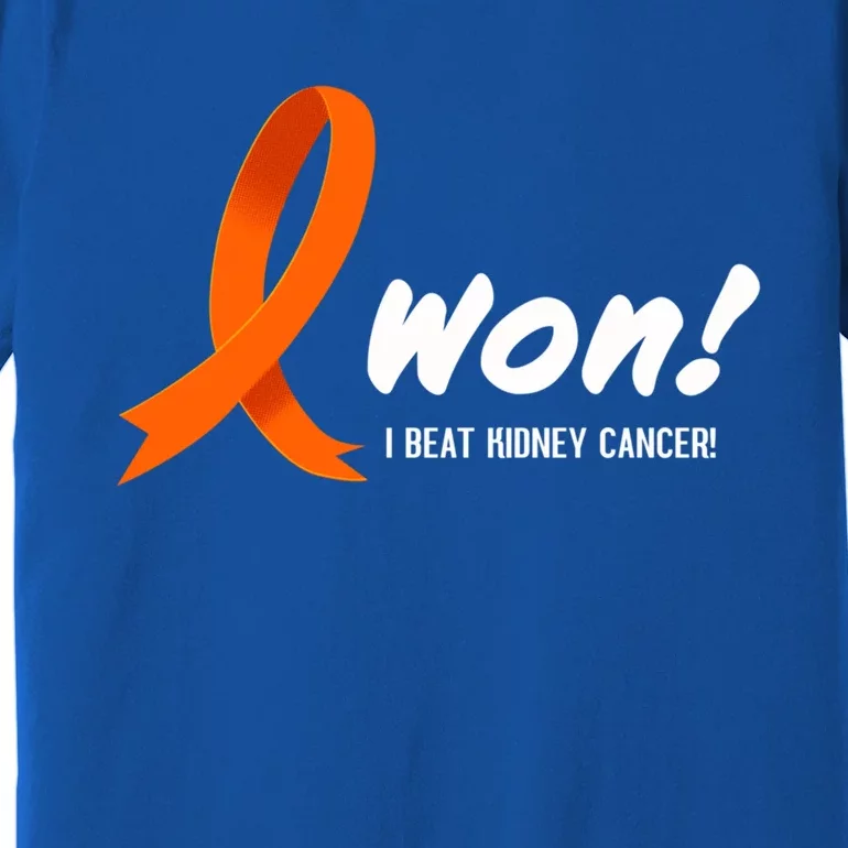 I Beat Ney Cancer Cute Gift I Won! White Ribbon For Survivors Gift Premium T-Shirt