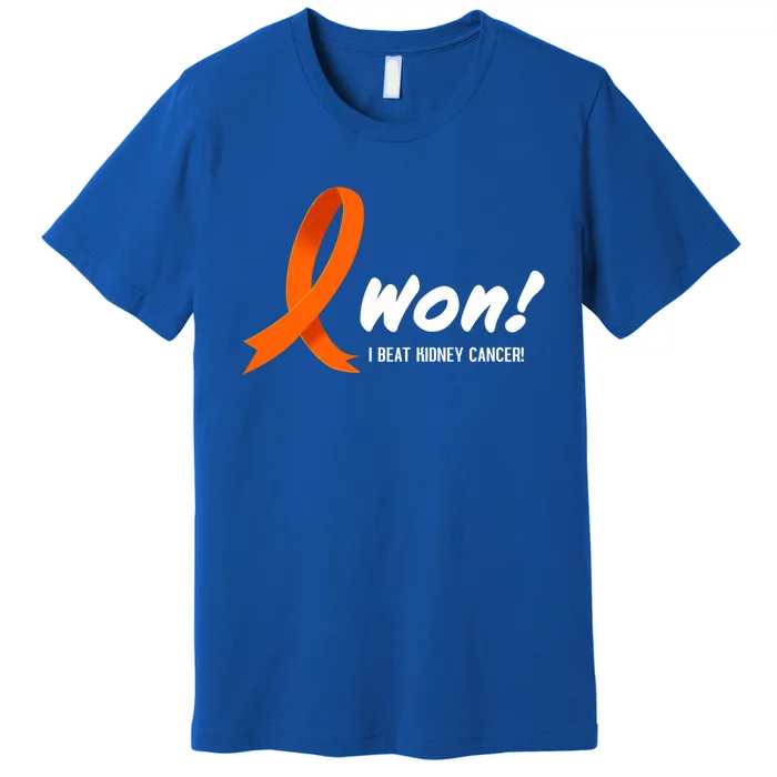 I Beat Ney Cancer Cute Gift I Won! White Ribbon For Survivors Gift Premium T-Shirt