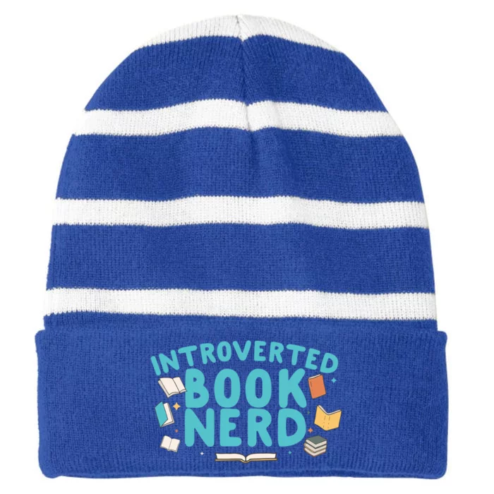 Introverted Book Nerd Gift Striped Beanie with Solid Band