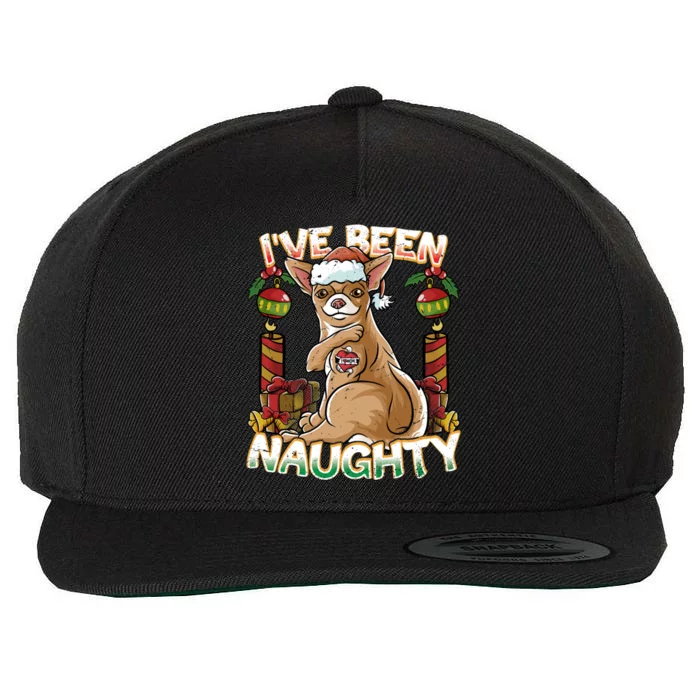 IVe Been Naughty Chihuahua Cute Dog With Santa Claus Hat Cute Gift Wool Snapback Cap