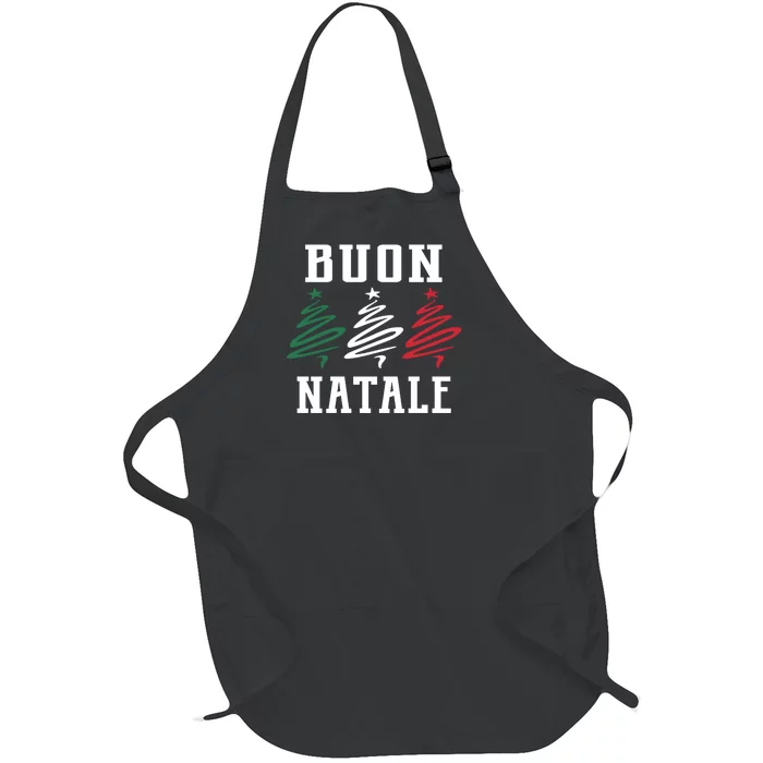 Italian Buon Natale Merry Christmas Long Sleeve Full-Length Apron With Pocket