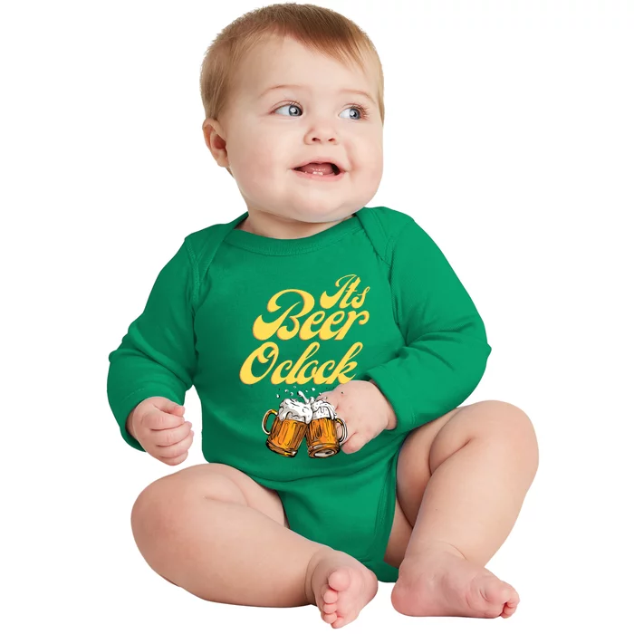 It's Beer O'clock Funny Beer Baby Long Sleeve Bodysuit