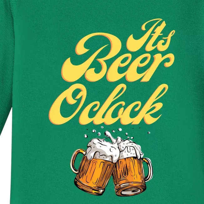 It's Beer O'clock Funny Beer Baby Long Sleeve Bodysuit