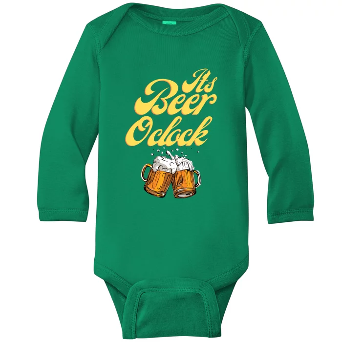 It's Beer O'clock Funny Beer Baby Long Sleeve Bodysuit