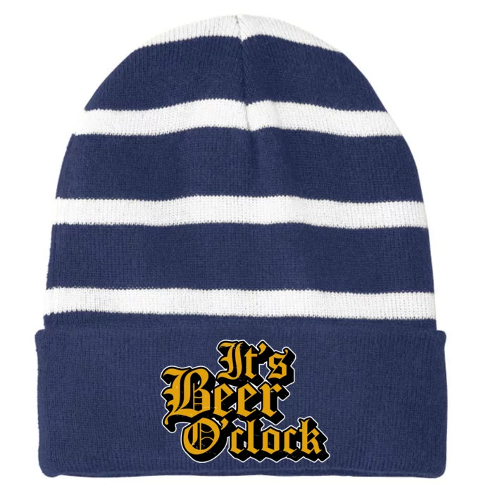 Its Beer O Clock Striped Beanie with Solid Band