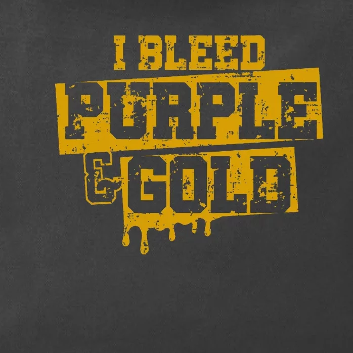 I Bleed Purple & Gold Game Day Group School Football Sports Zip Tote Bag