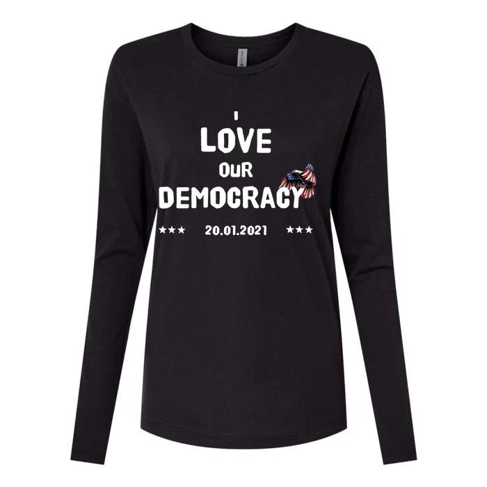 Inauguration Biden President I Love Our Democracy Usa Flag Great Gift Womens Cotton Relaxed Long Sleeve T-Shirt