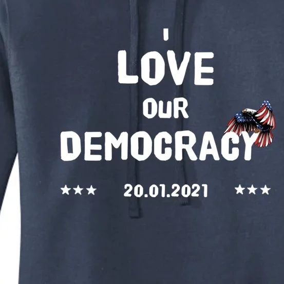 Inauguration Biden President I Love Our Democracy Usa Flag Great Gift Women's Pullover Hoodie