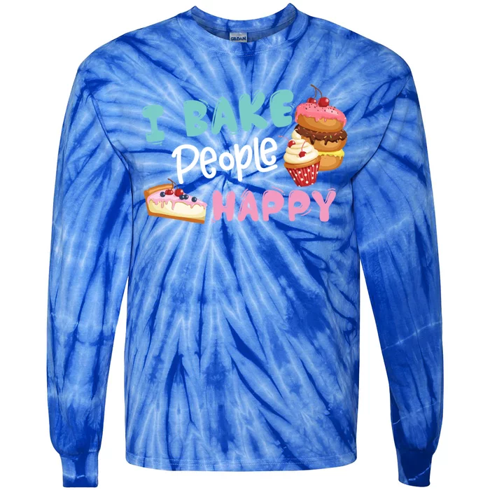 I Bake People Happy Baking Quote International ChefS Day Gift Tie-Dye Long Sleeve Shirt