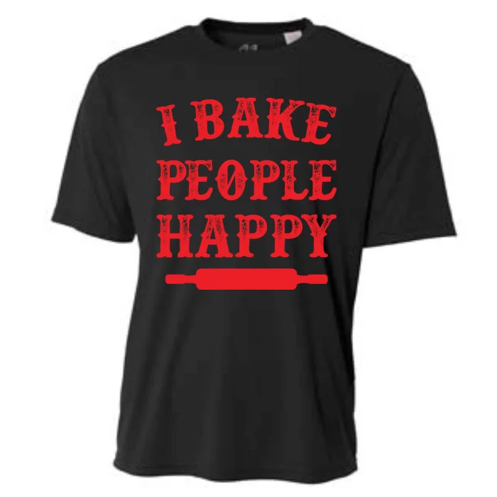 I Bake People Happy Funny Baker Cake Decorator Puns Cute Gift Cooling Performance Crew T-Shirt