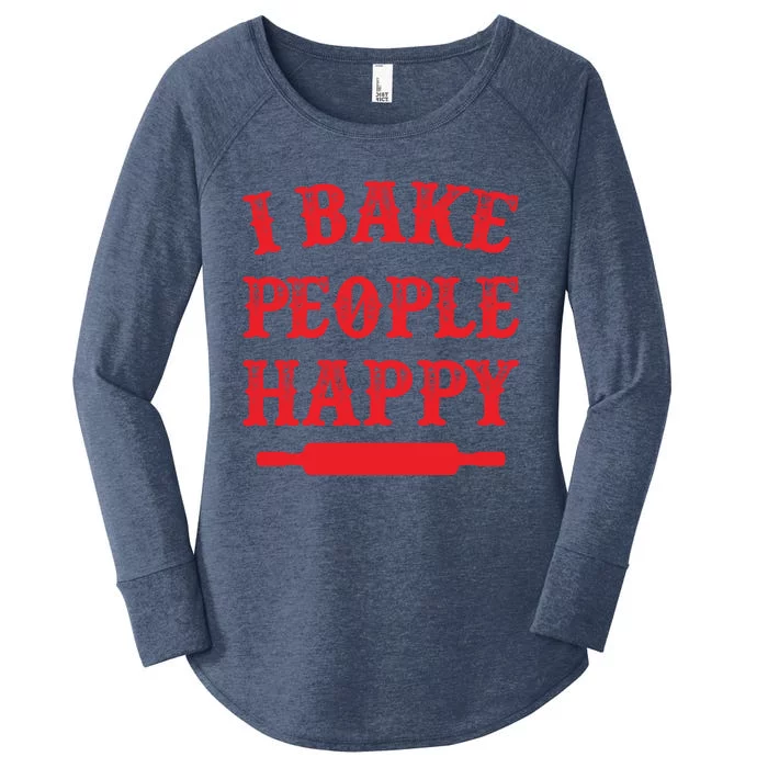 I Bake People Happy Funny Baker Cake Decorator Puns Cute Gift Women's Perfect Tri Tunic Long Sleeve Shirt