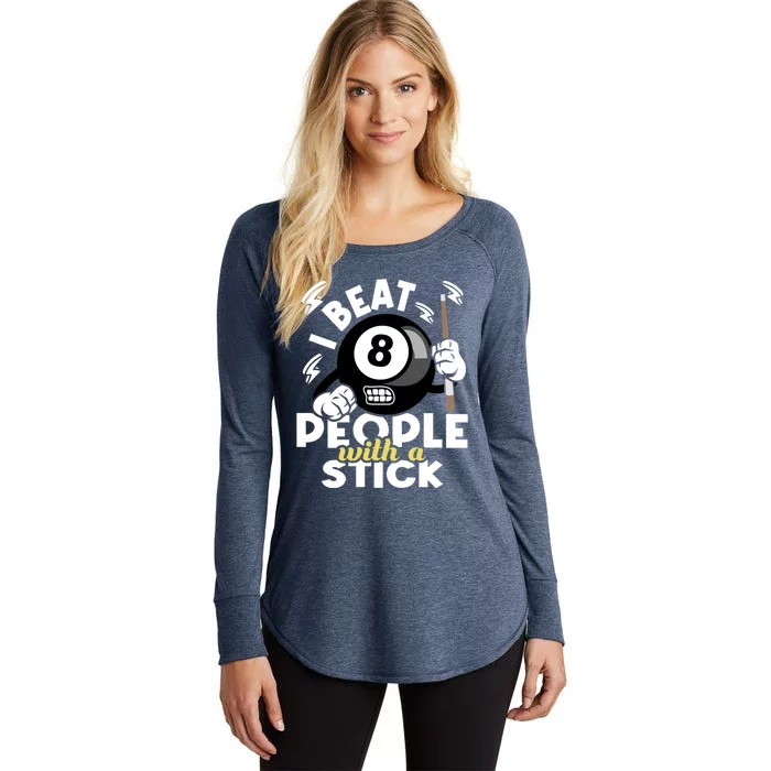 I Beat People With A Stick - 8-Ball Pool Billiard Player Women's Perfect Tri Tunic Long Sleeve Shirt