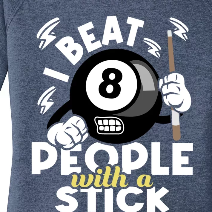 I Beat People With A Stick - 8-Ball Pool Billiard Player Women's Perfect Tri Tunic Long Sleeve Shirt