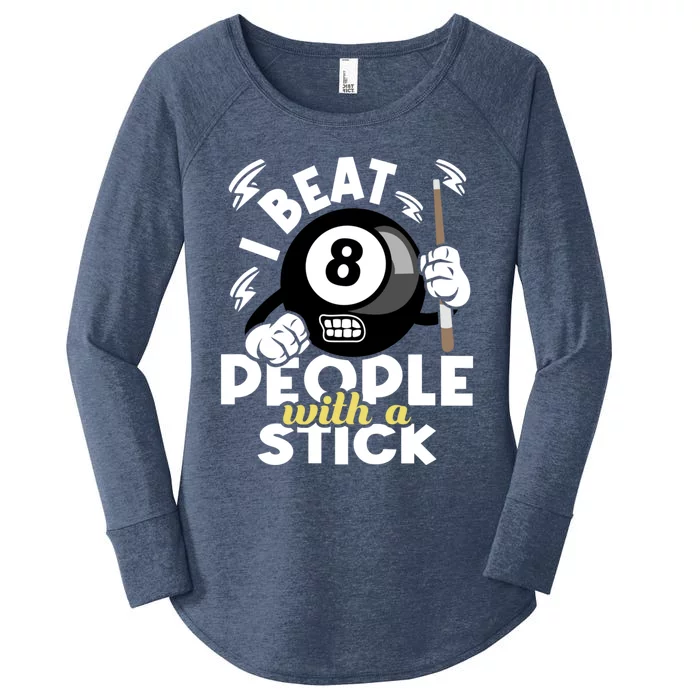 I Beat People With A Stick - 8-Ball Pool Billiard Player Women's Perfect Tri Tunic Long Sleeve Shirt