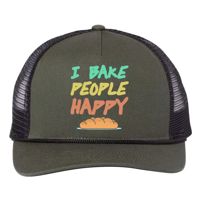 I Bake People Happy Retro Awesome Baking Design Present Gift Retro Rope Trucker Hat Cap