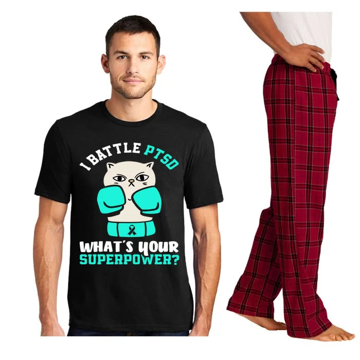 I Battle Ptsd Cat Ptsd Awareness Great Gift Pajama Set