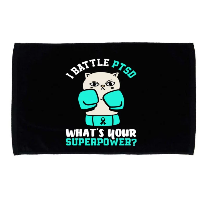 I Battle Ptsd Cat Ptsd Awareness Great Gift Microfiber Hand Towel