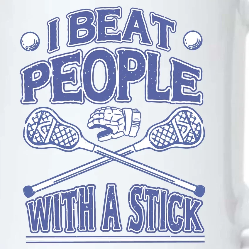 I Beat People With A Stick Lacrosse Sport Black Color Changing Mug