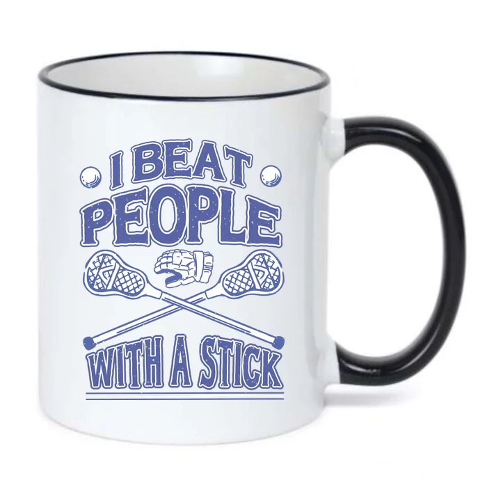 I Beat People With A Stick Lacrosse Sport Black Color Changing Mug