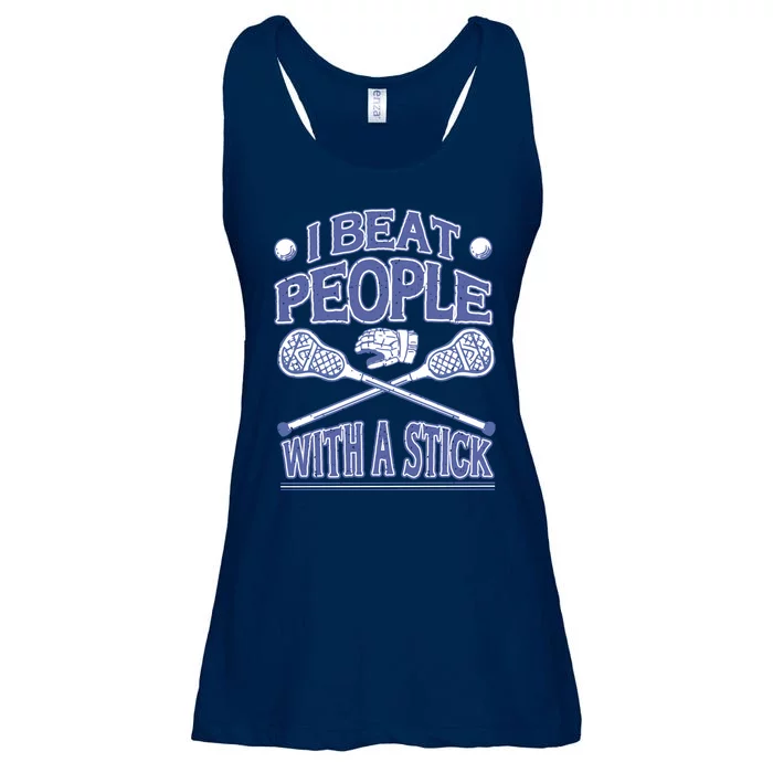 I Beat People With A Stick Lacrosse Sport Ladies Essential Flowy Tank