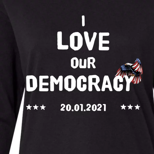 Inauguration Biden President I Love Our Democracy Usa Flag Funny Gift Womens Cotton Relaxed Long Sleeve T-Shirt