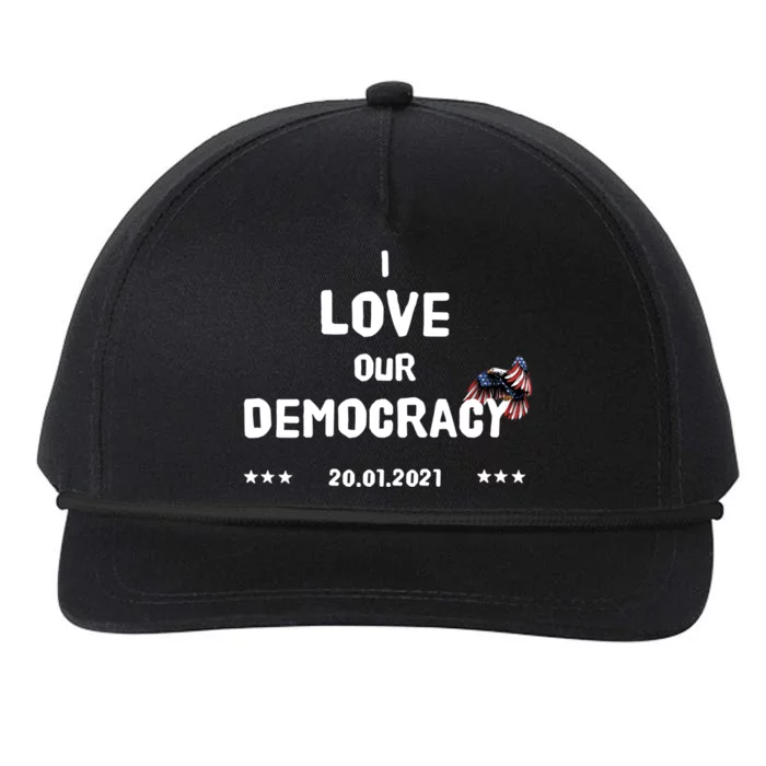 Inauguration Biden President I Love Our Democracy Usa Flag Funny Gift Snapback Five-Panel Rope Hat