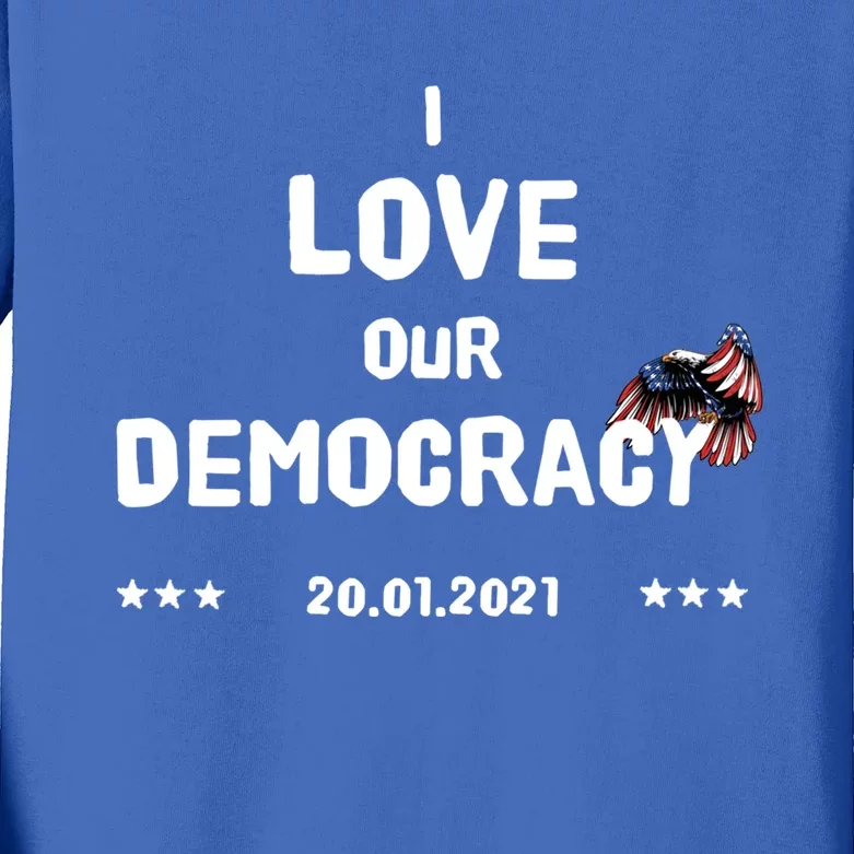 Inauguration Biden President I Love Our Democracy Usa Flag Funny Gift Kids Long Sleeve Shirt