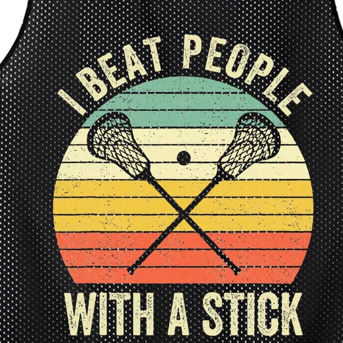 I Beat People With A Stick Lacrosse Player Mesh Reversible Basketball Jersey Tank