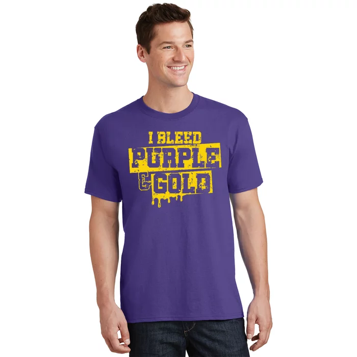 I Bleed Purple & Gold Game Day Group School Football Sports T-Shirt