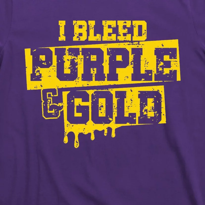 I Bleed Purple & Gold Game Day Group School Football Sports T-Shirt