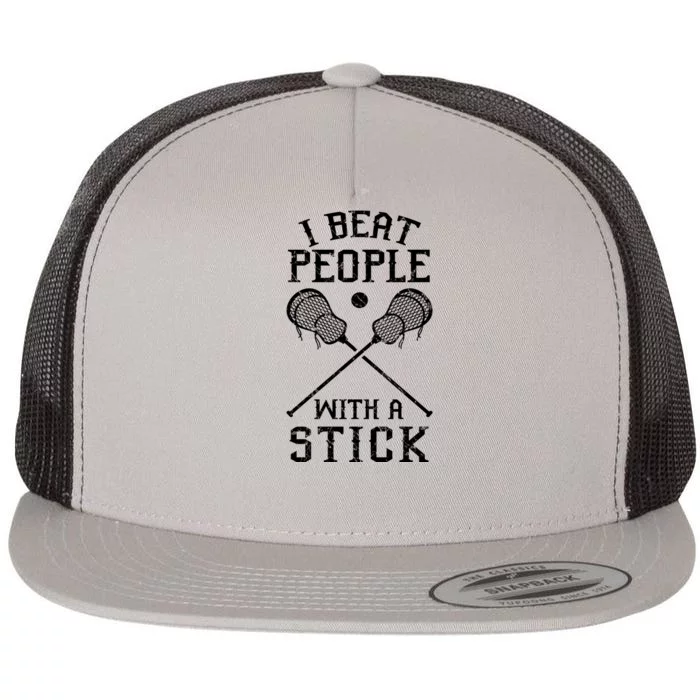 I Beat People With A Stick Flat Bill Trucker Hat