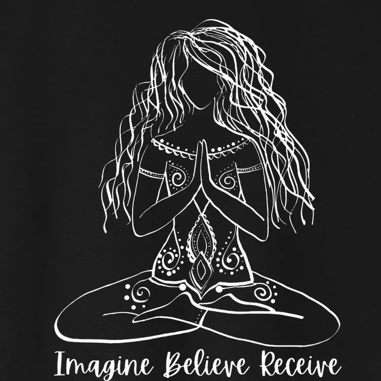 Imagine Believe Receive Meditation Yoga Apparel 95608 Women's Crop Top Tee