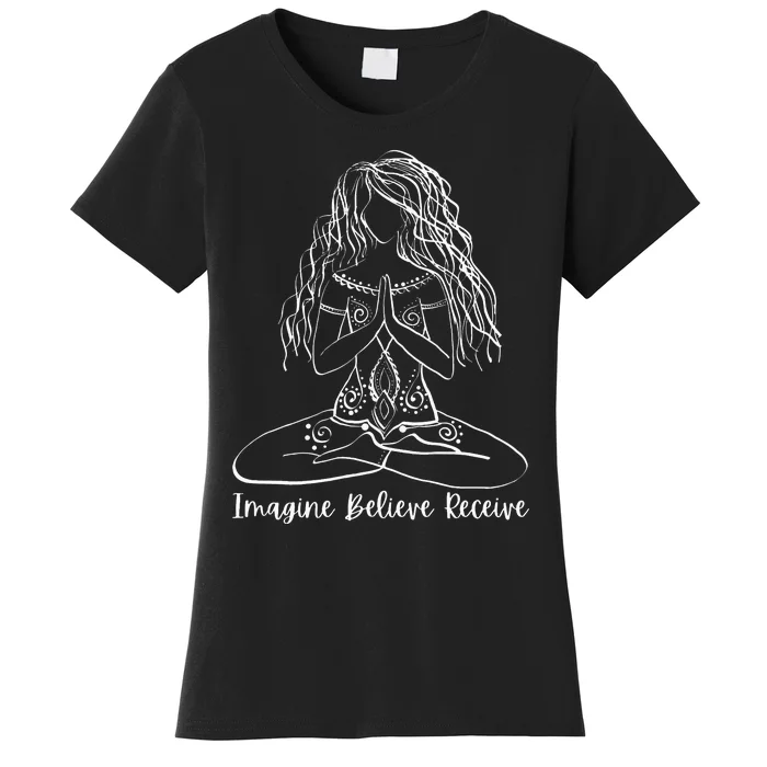 Imagine Believe Receive Meditation Yoga Apparel 95608 Women's T-Shirt