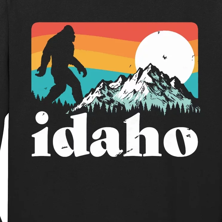 Idaho Bigfoot Retro Mountains Long Sleeve Shirt