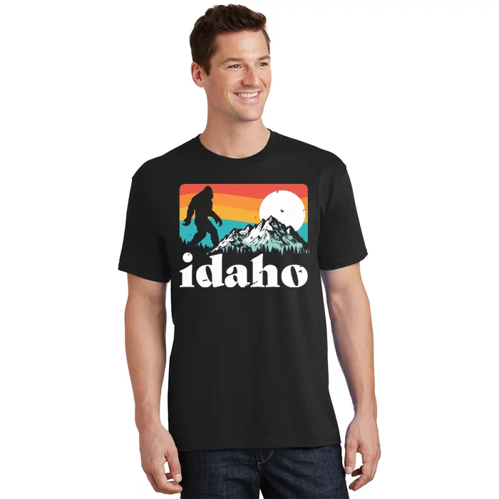 Idaho Bigfoot Retro Mountains T-Shirt