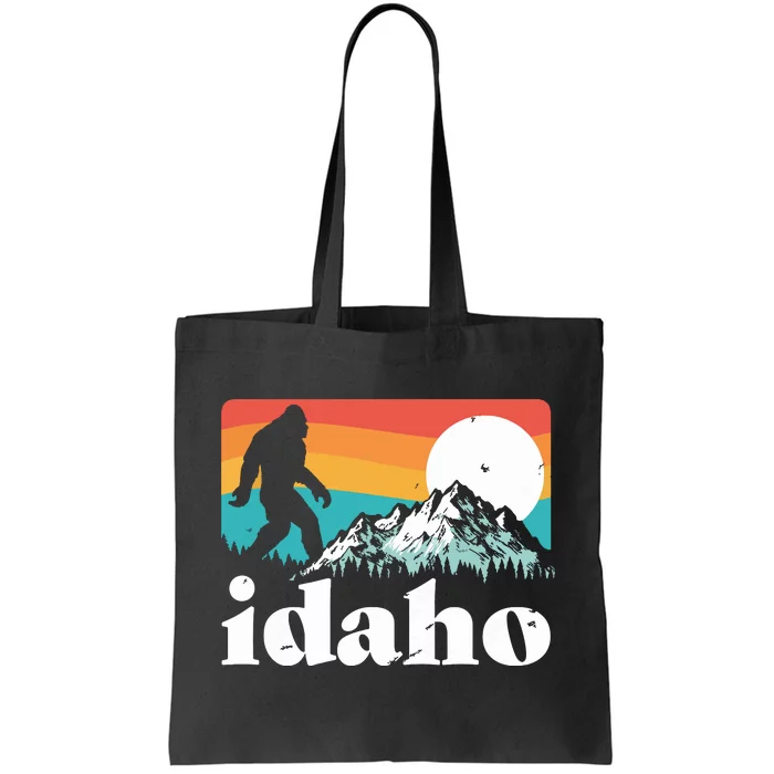 Idaho Bigfoot Retro Mountains Tote Bag