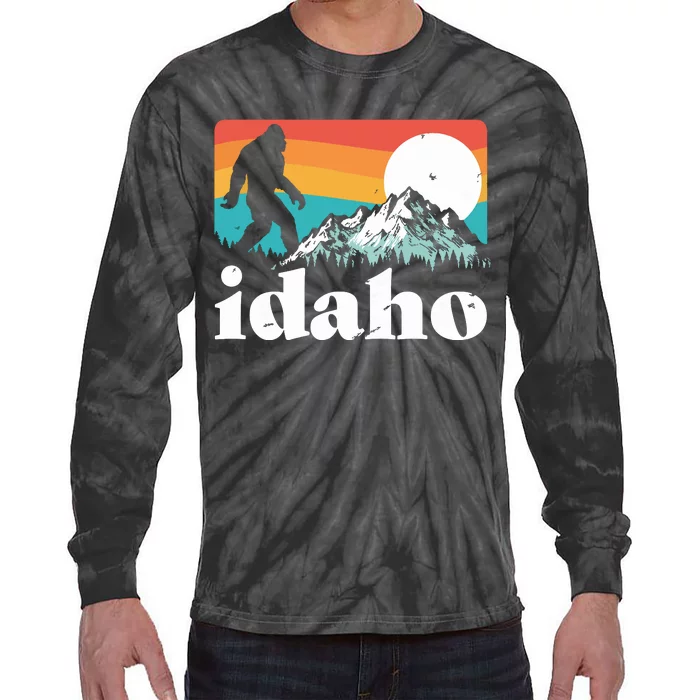 Idaho Bigfoot Retro Mountains Tie-Dye Long Sleeve Shirt