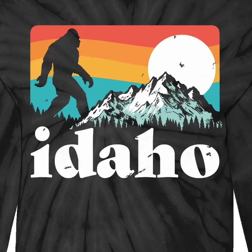 Idaho Bigfoot Retro Mountains Tie-Dye Long Sleeve Shirt