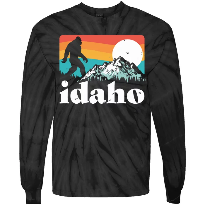 Idaho Bigfoot Retro Mountains Tie-Dye Long Sleeve Shirt