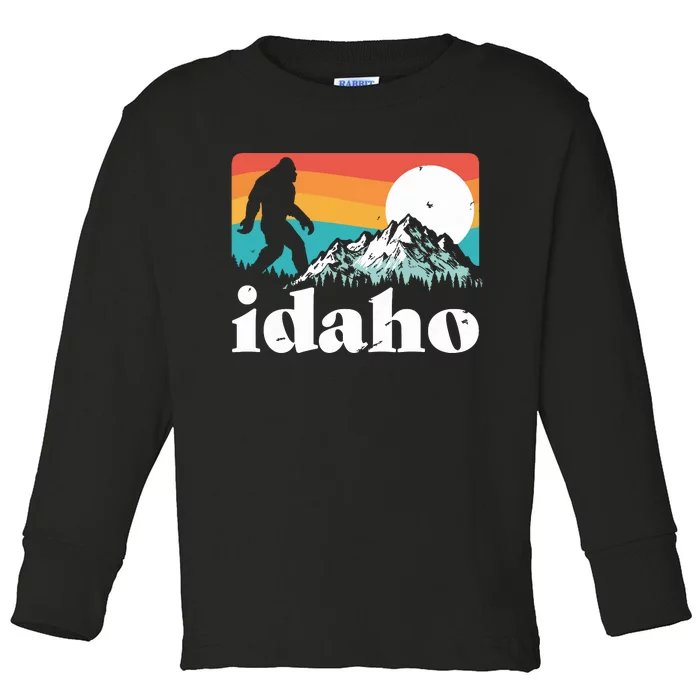 Idaho Bigfoot Retro Mountains Toddler Long Sleeve Shirt