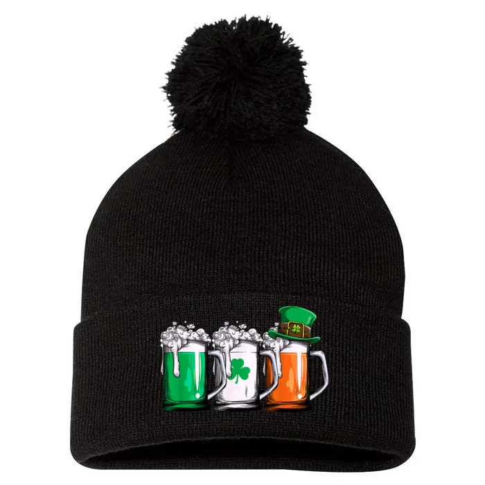 Irish Beer Ireland Flag St Patricks Day Men Women Leprechaun Pom Pom 12in Knit Beanie