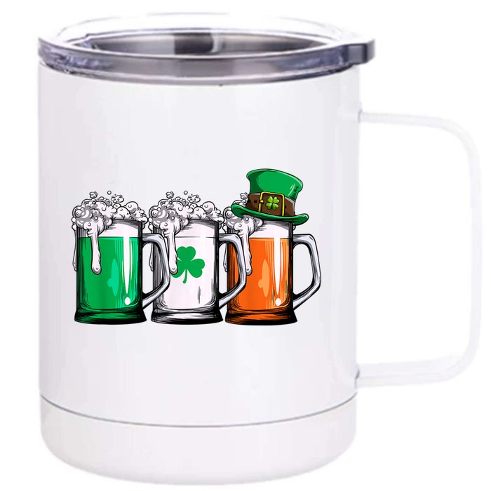 Irish Beer Ireland Flag St Patricks Day Men Women Leprechaun Front & Back 12oz Stainless Steel Tumbler Cup